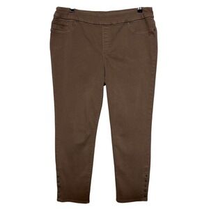 Chicos Jeggings Ankle Pants Womens 14 2.5 35x26 Brown Pullon Stretch Jeans